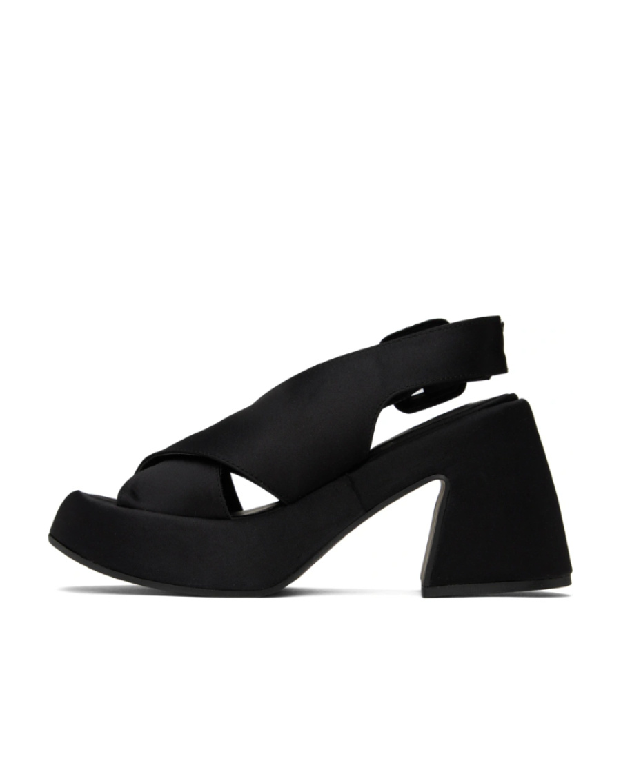 Ganni High-heeled Sandals With Cross-laced Uppers In Black