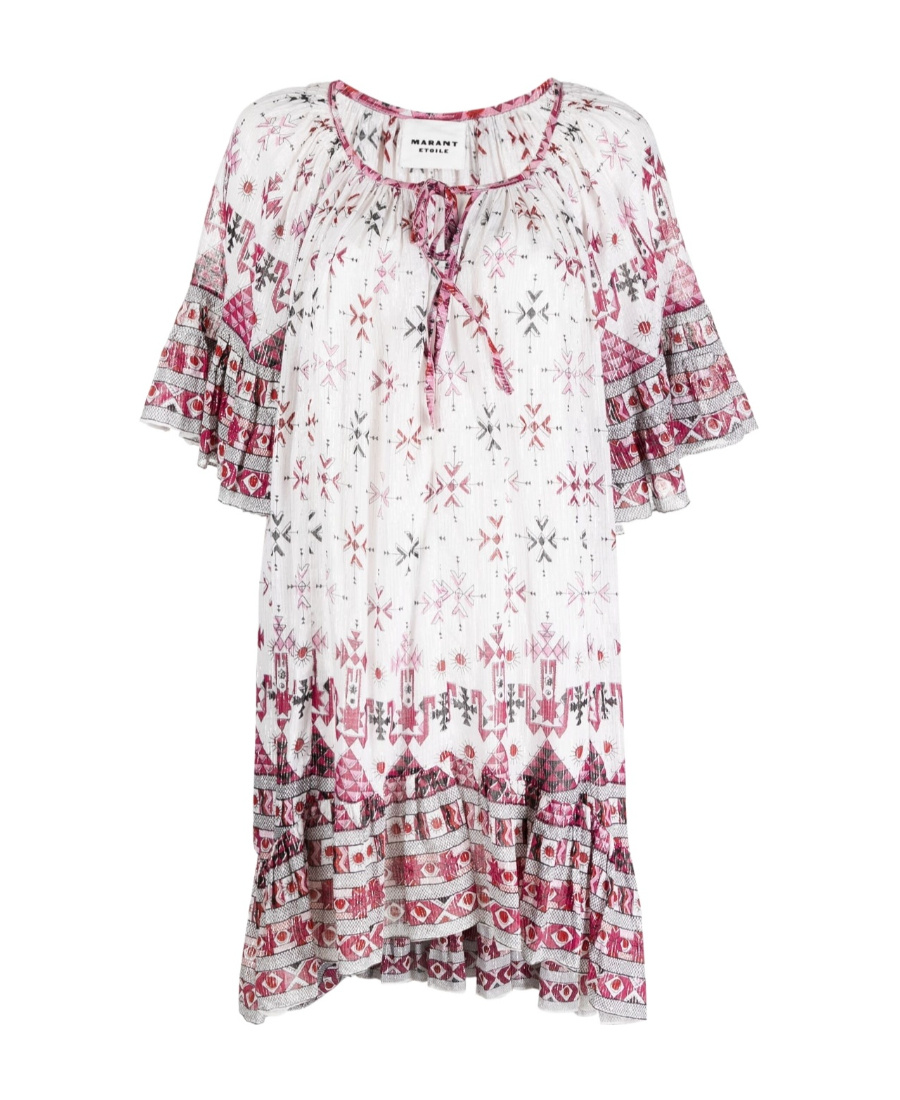 Isabel Marant Étoile Minikleid Aus Bedruckter Baumwolle In White