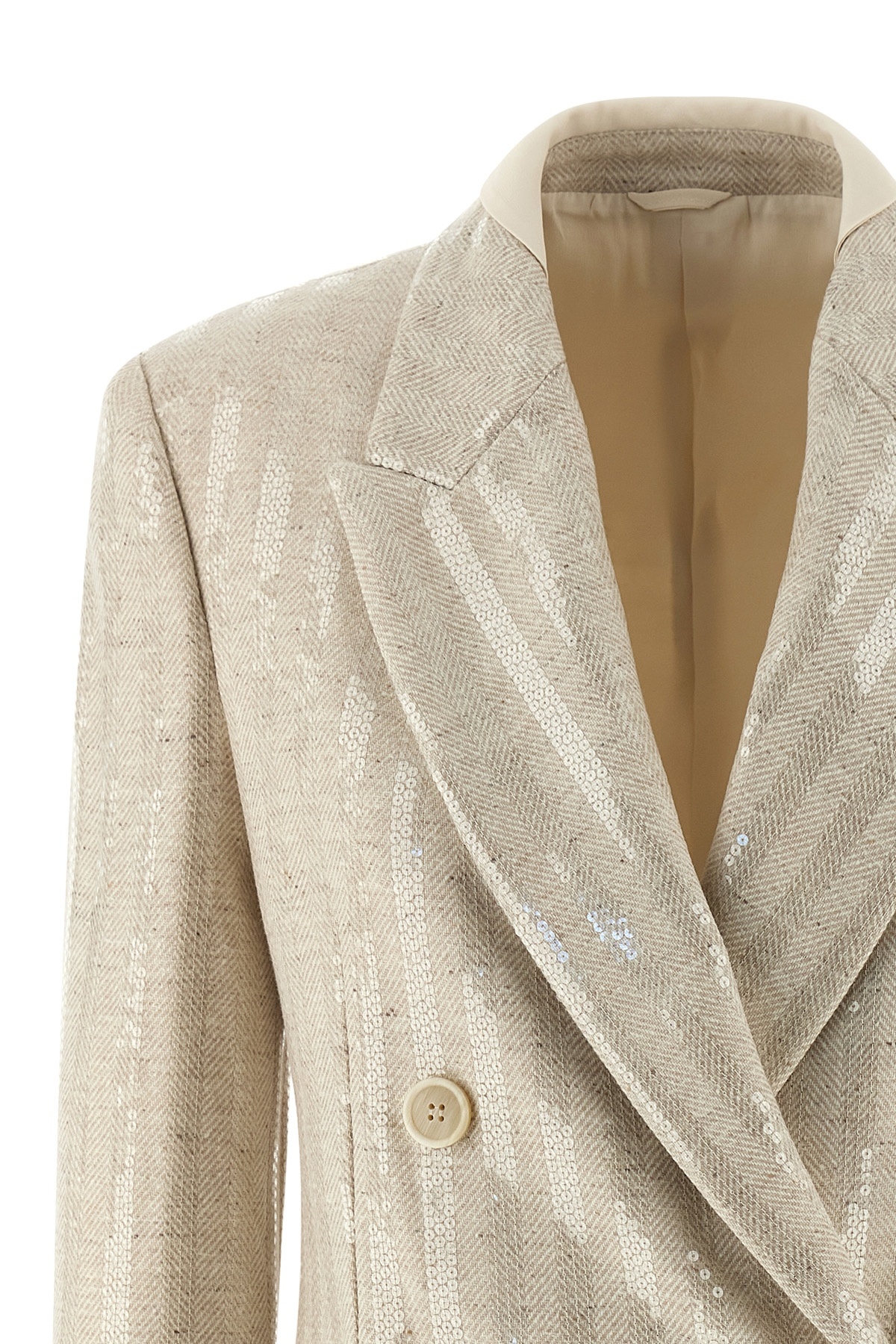 Brunello Cucinelli Sequin Blazer Blazers Beige In Brown