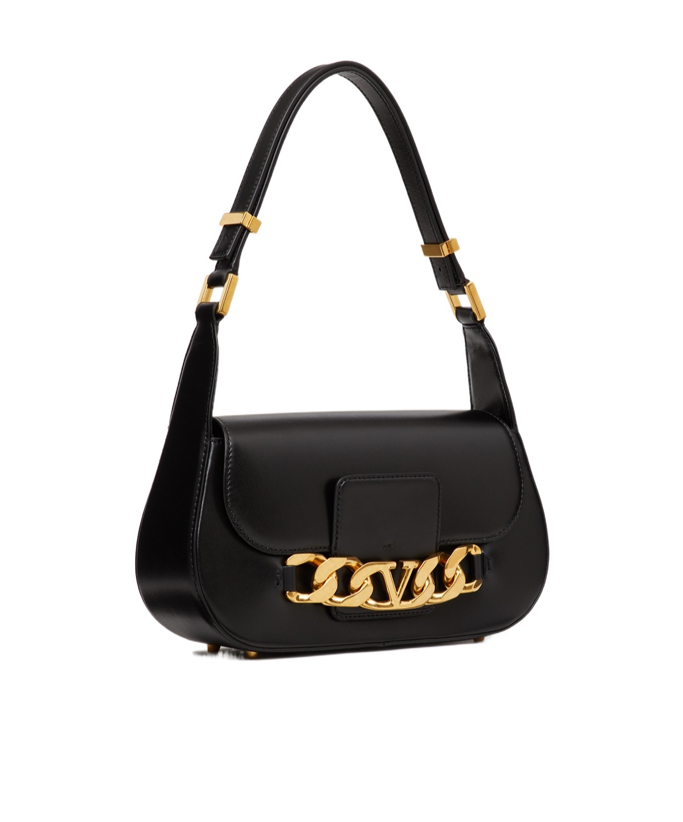 Valentino Garavani Valentino Vlogo Chain Small Leather Shoulder Bag In Black