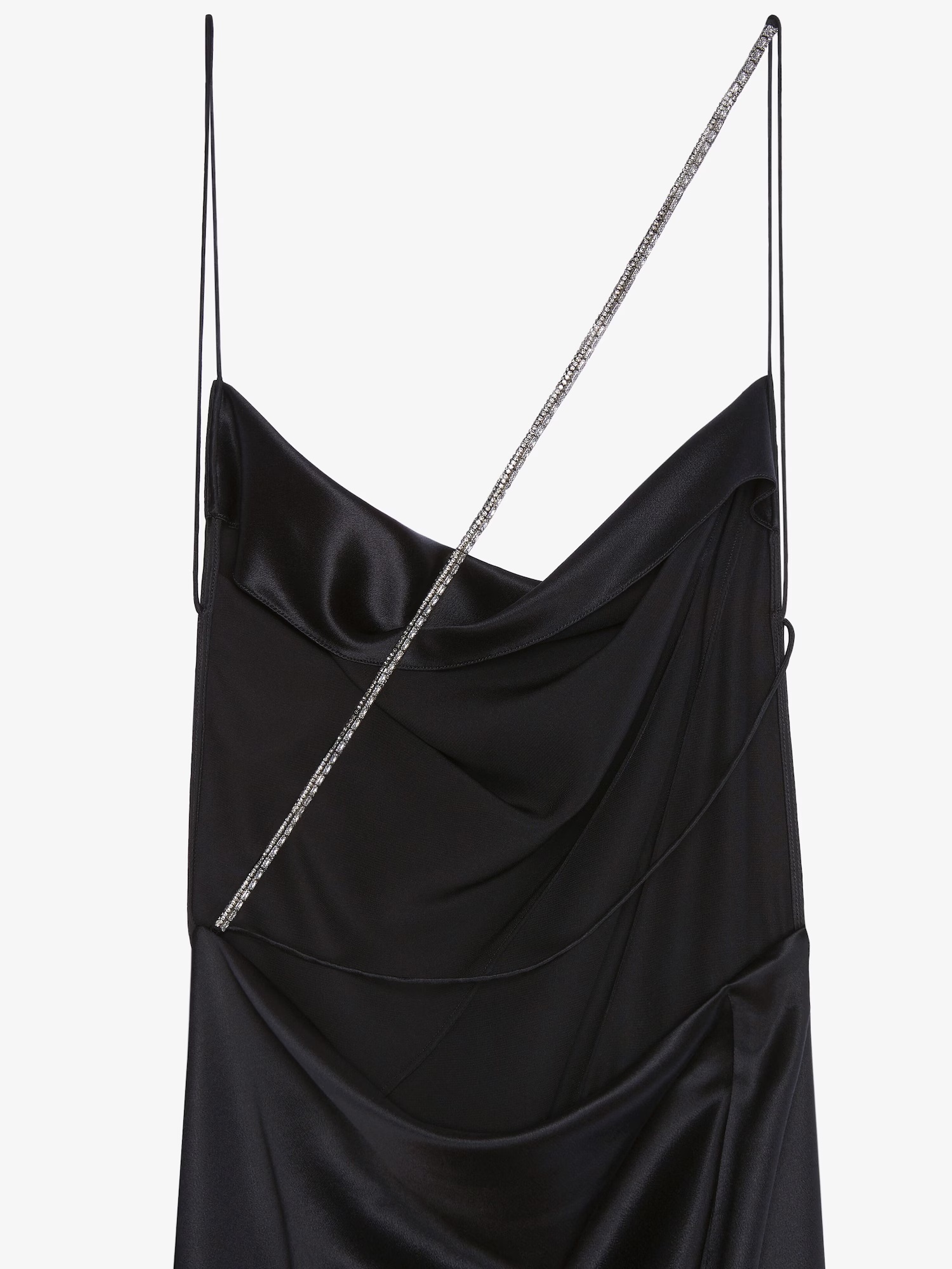 Givenchy Evening Draped Dress In Satin With Crystals In Black