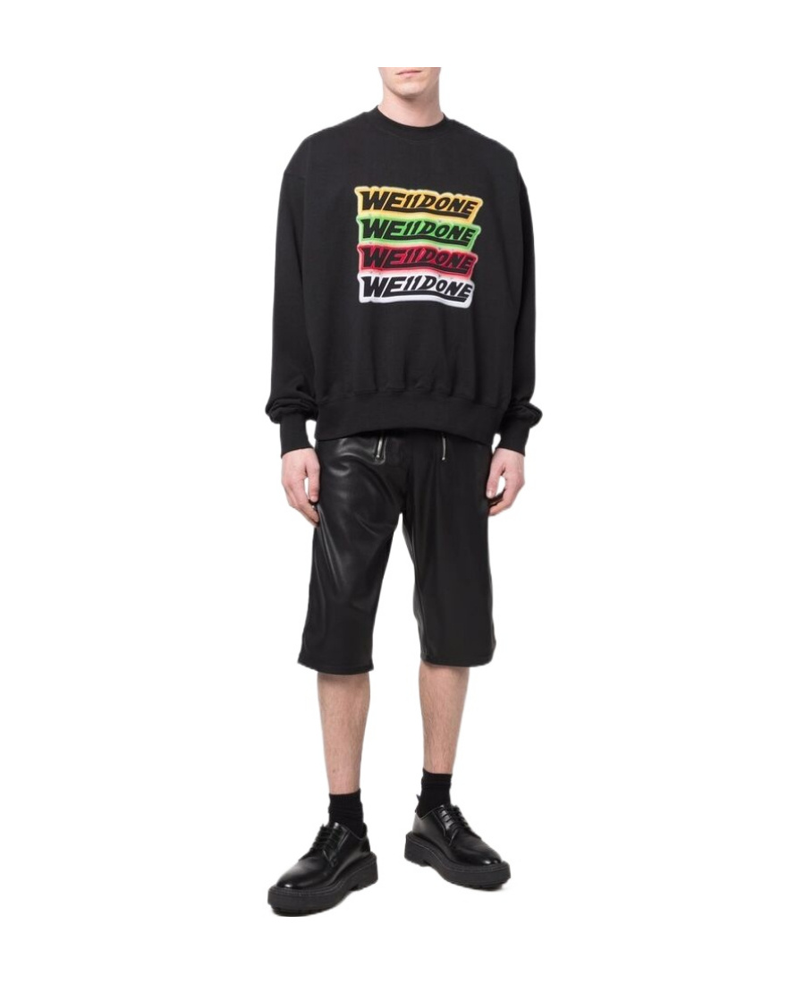 We11 Done Logo-embroidered Cotton Sweatshirt In Black