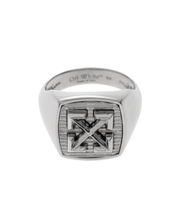 Off-white Arrows Signet Ring In Gray