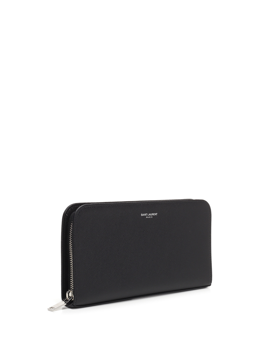 Saint Laurent Zipper Texture Wallet In Black