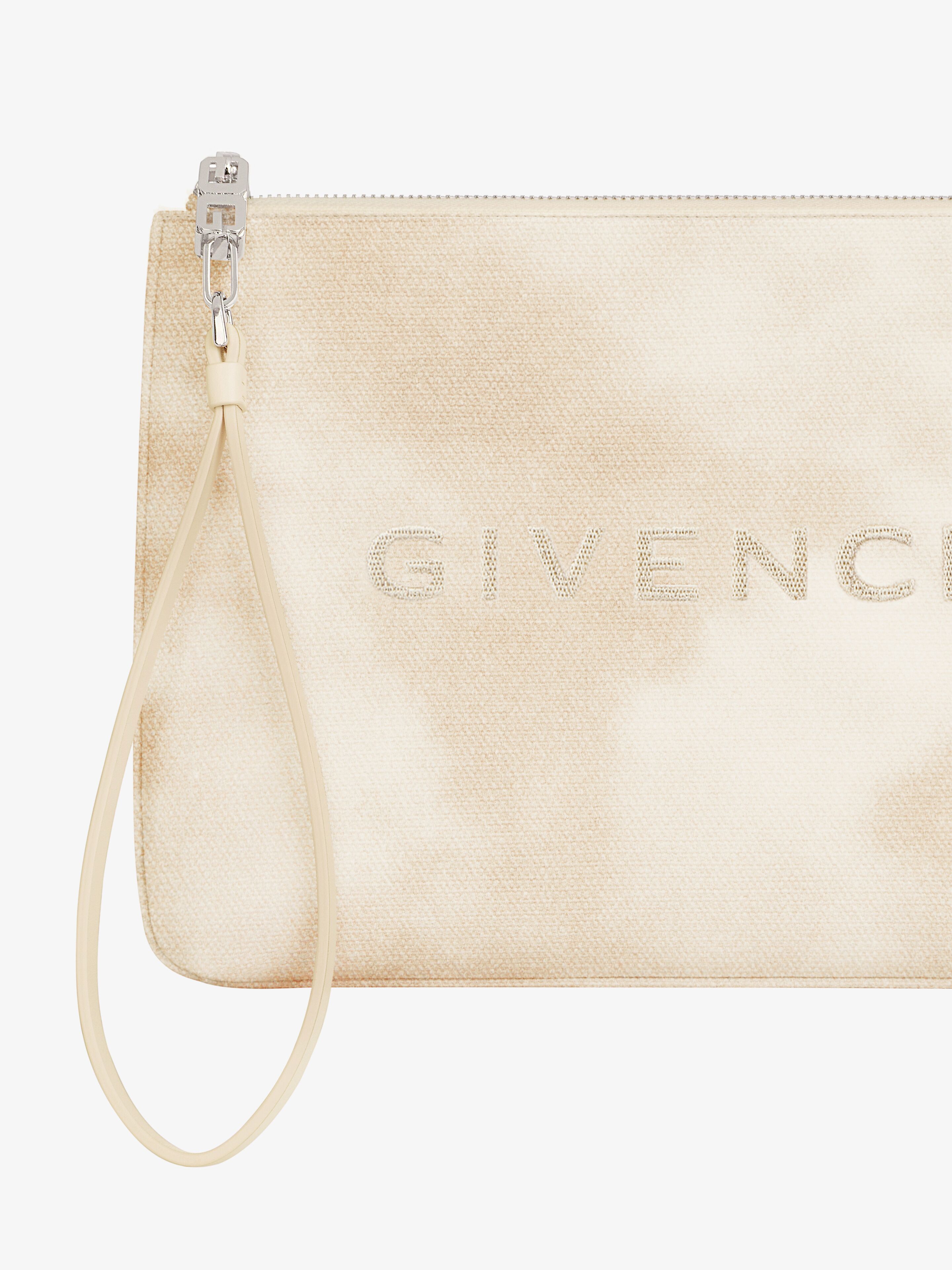 Givenchy Logo-print Canvas Clutch Bag In Nude