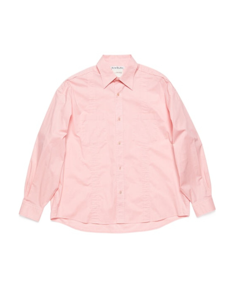 Acne Studios Tape-detail Classic-collar Shirt In Pink