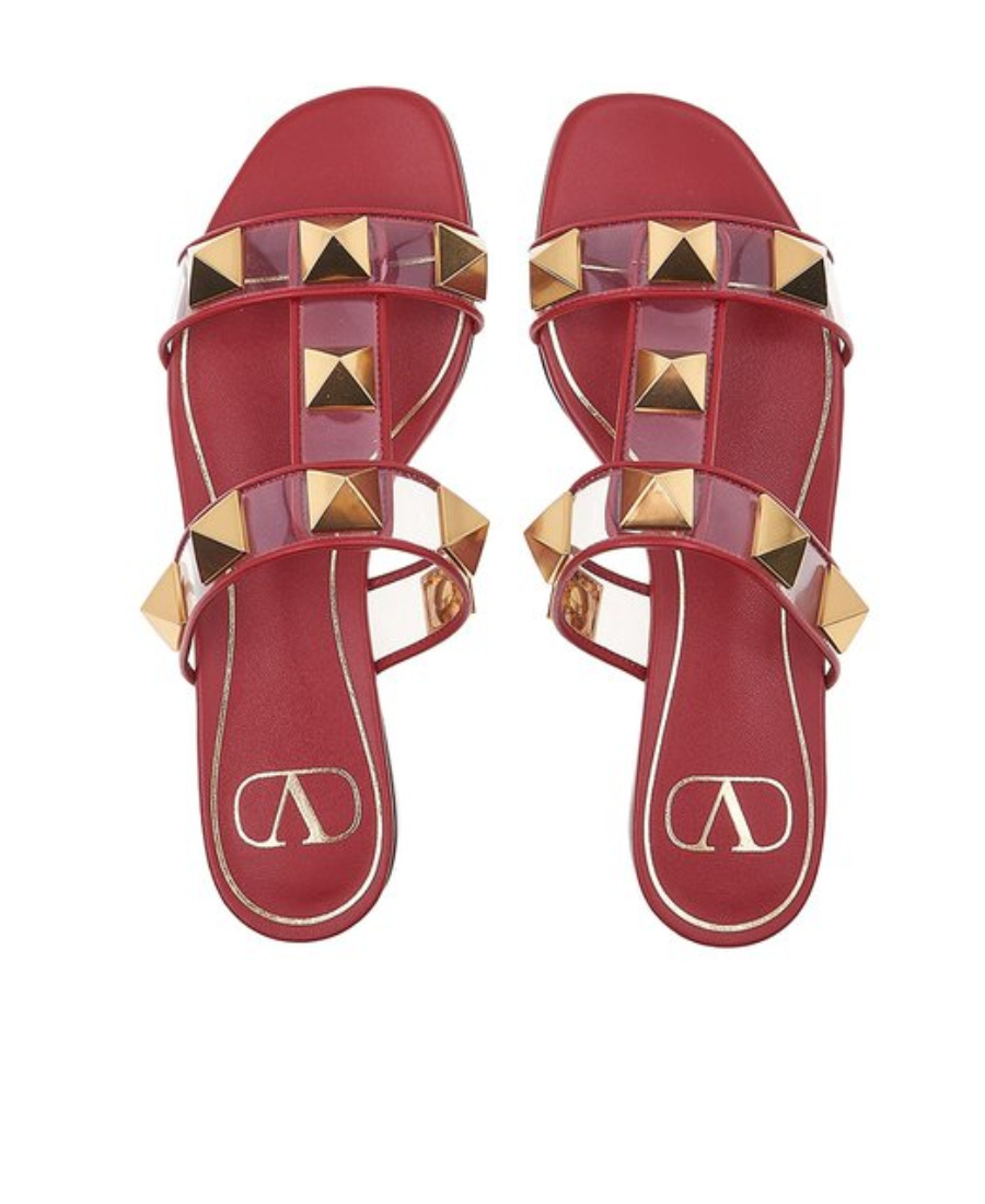 Valentino Logo Flat Sandals In Multicolor