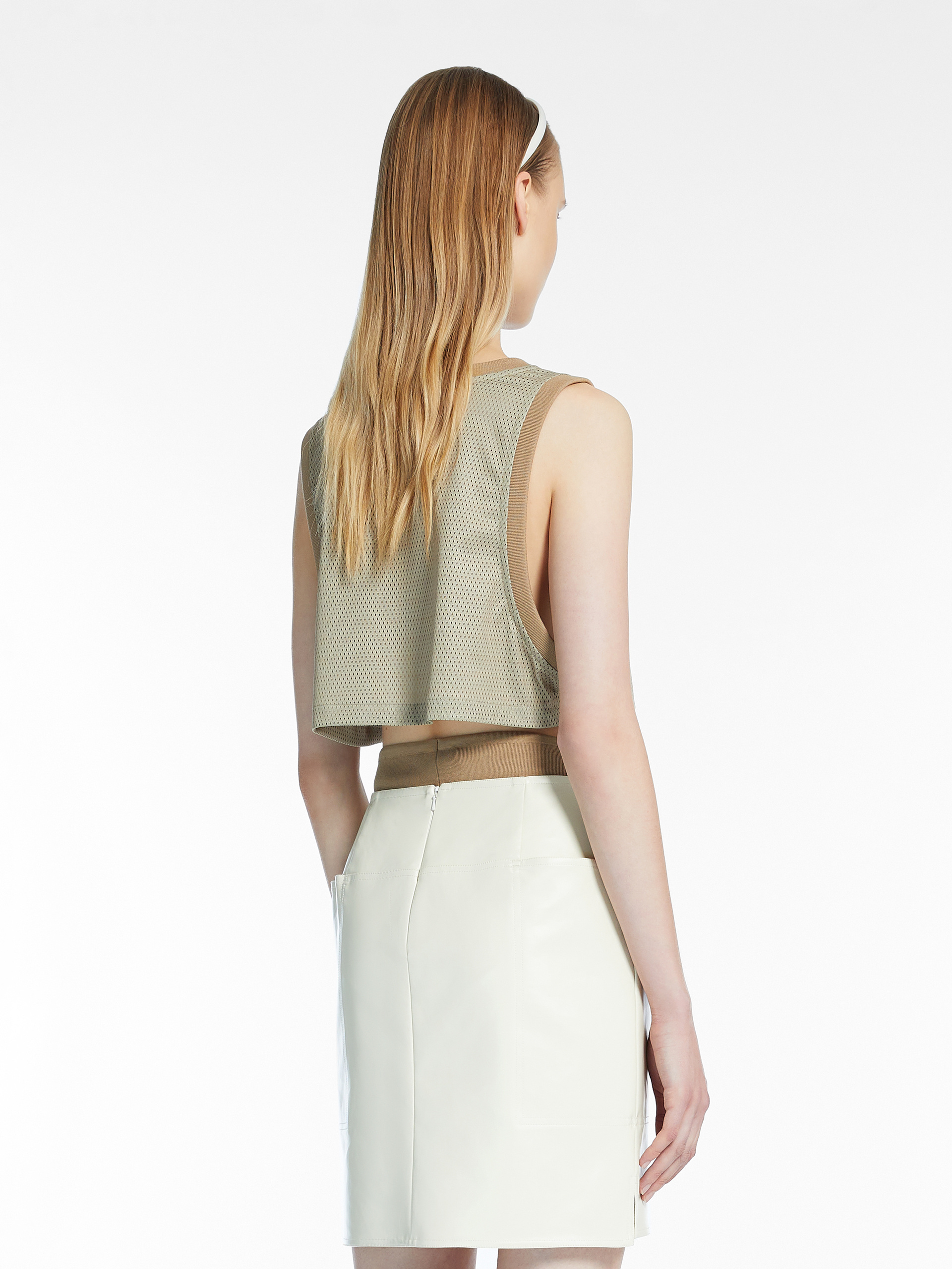 Max Mara Mesh Logo Vest In Brown
