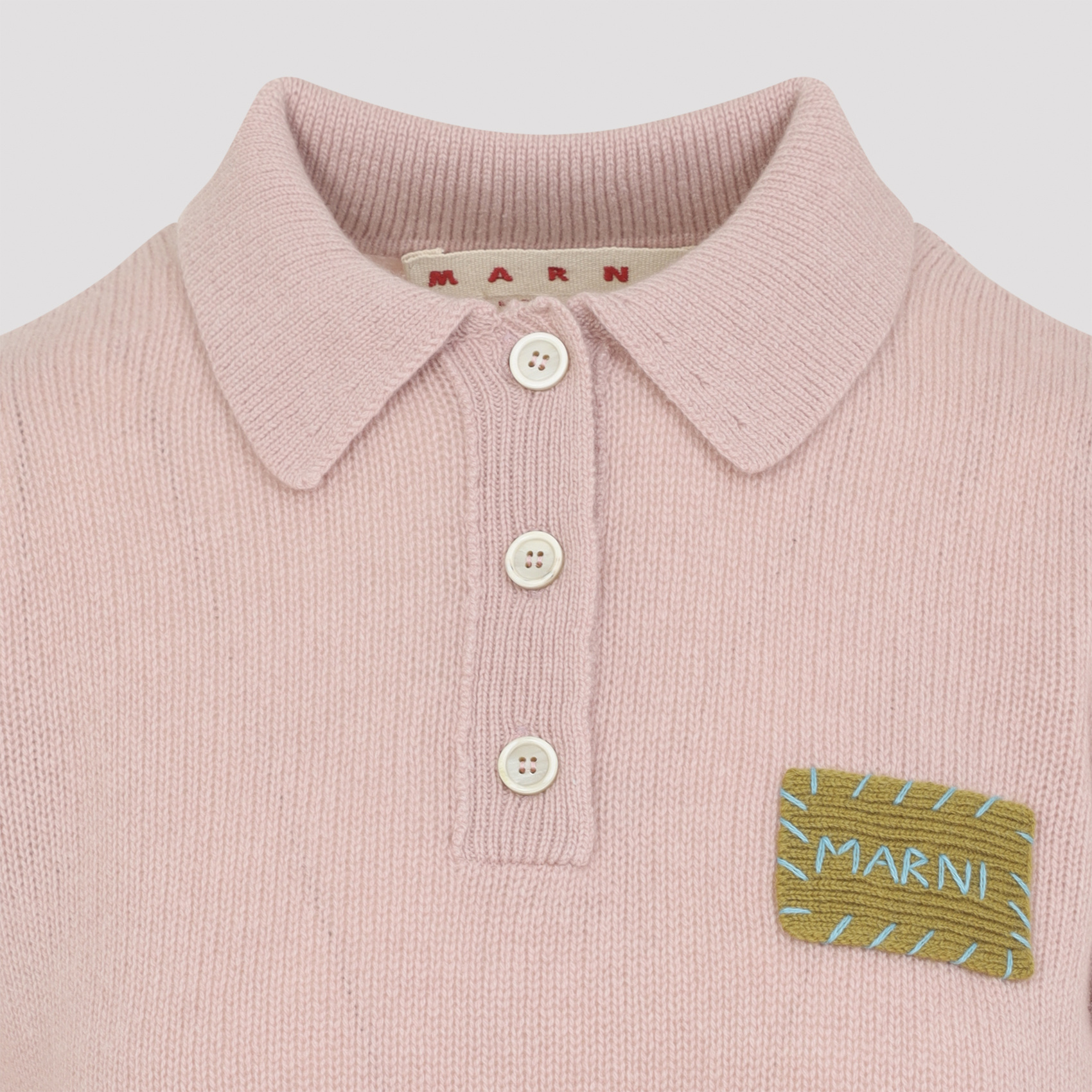 Marni Collared Top With Ribbed Cuffs And Hem In Pink