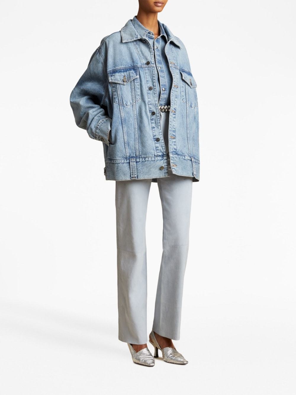 Shop Khaite Rizzo Buttoned Denim Jacket In Blue