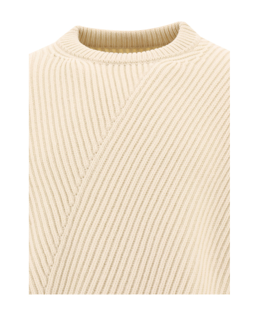 Jil Sander Waffle-knit Side-slits Jumper In Nude