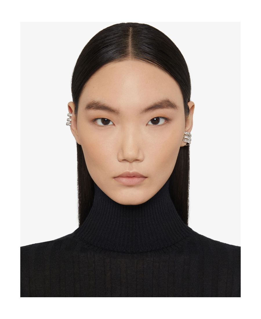 Givenchy Stitch Clip Earrings In Metal With Crystals