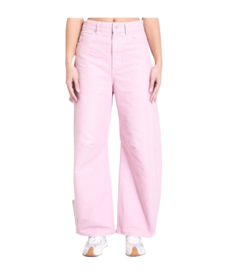 Loewe Barrel Pleated Wide-leg Ankle Trousers In Pink