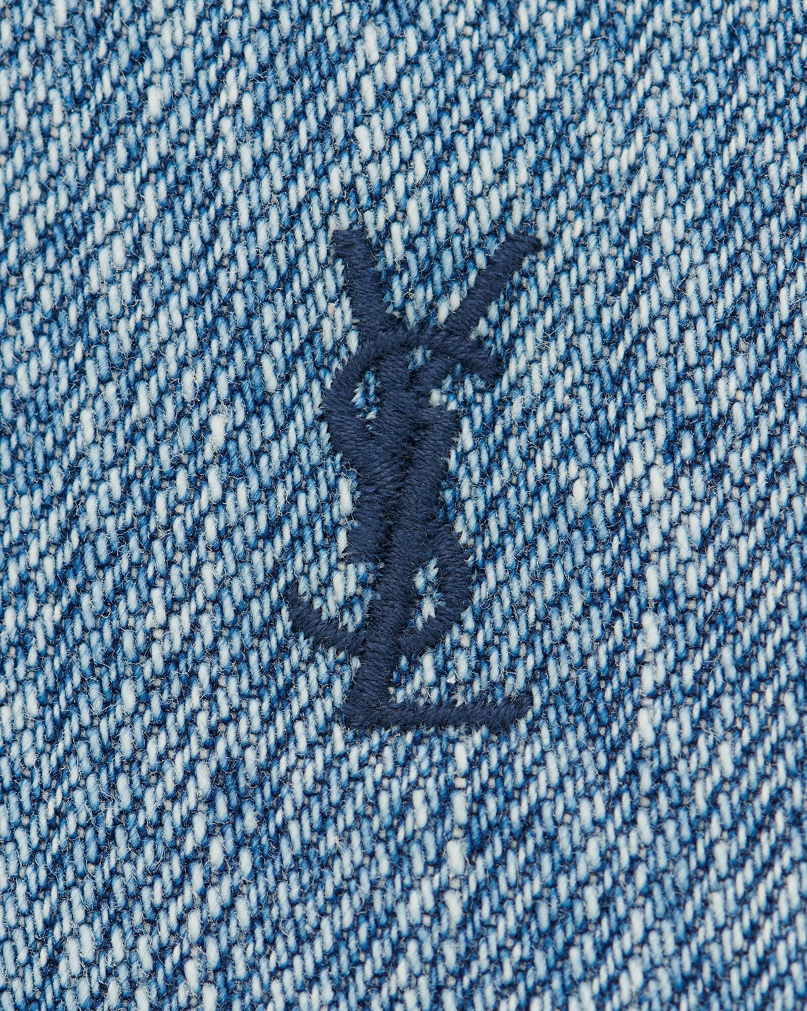 Saint Laurent Trouville Logo-embroidered Denim Shirt In Blue