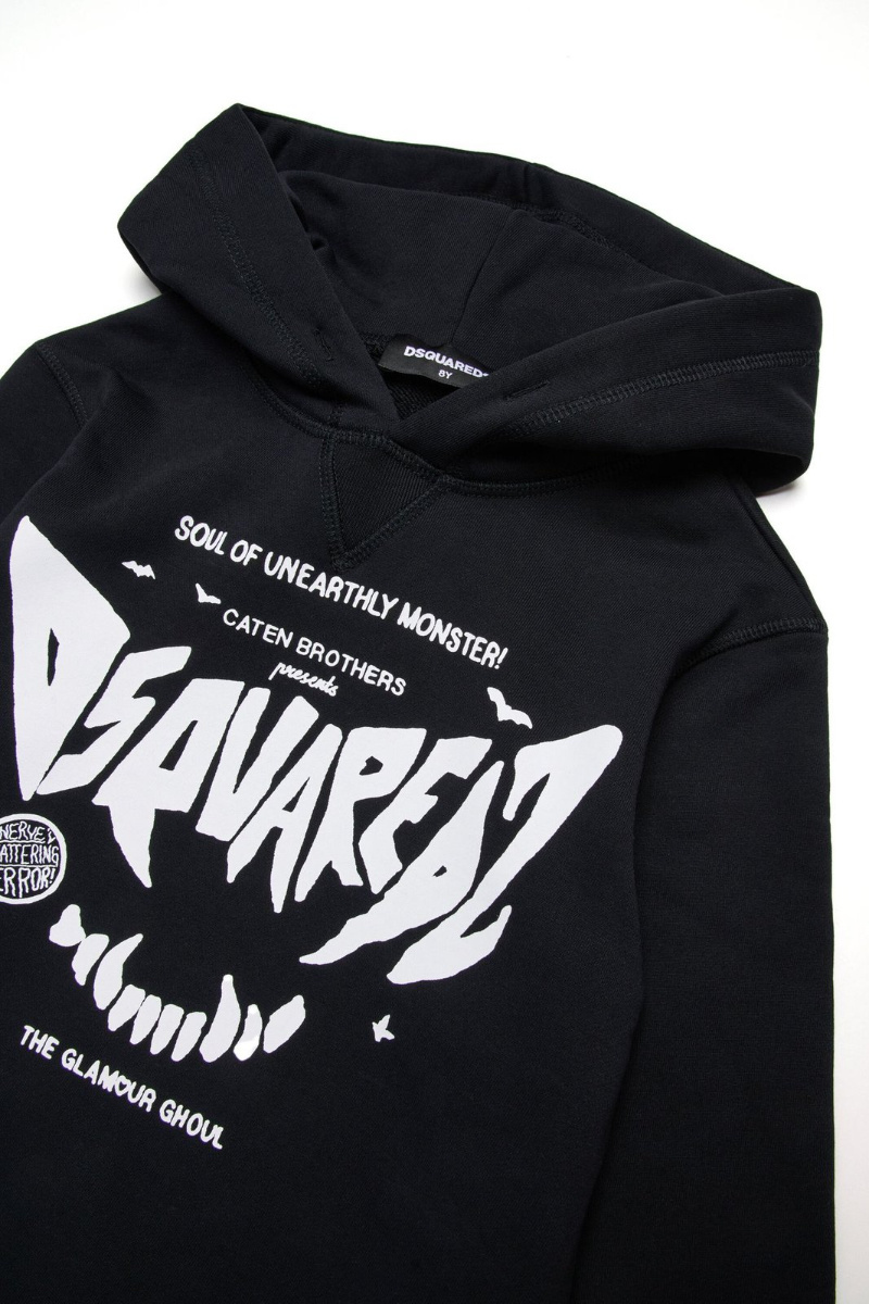 Dsquared2 Cotton Hoodie In Black