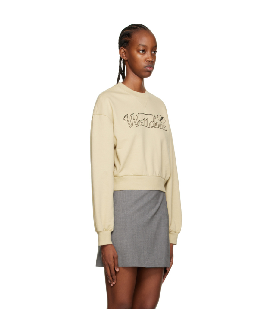 We11 Done Logo-print Cropped Sweatshirt In Nude