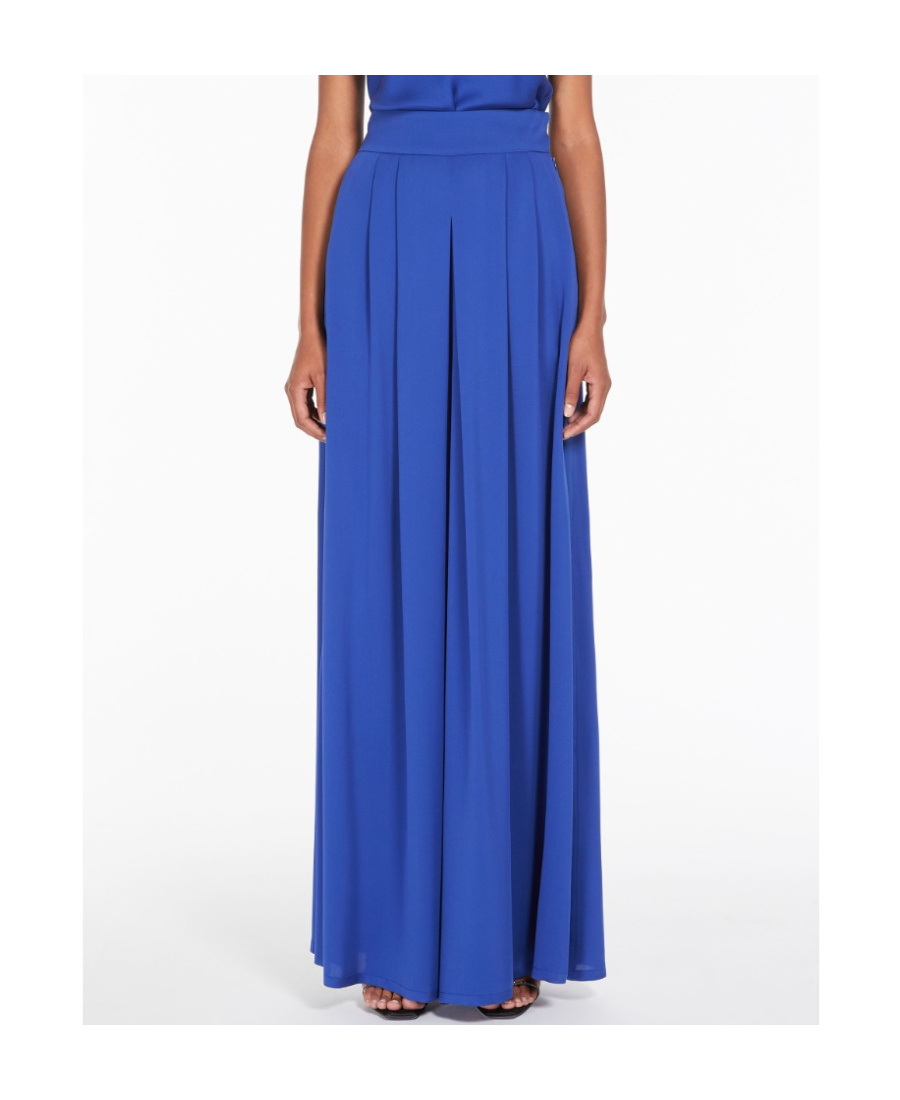 Max Mara Wide-leg Tuxedo Trousers In Blue