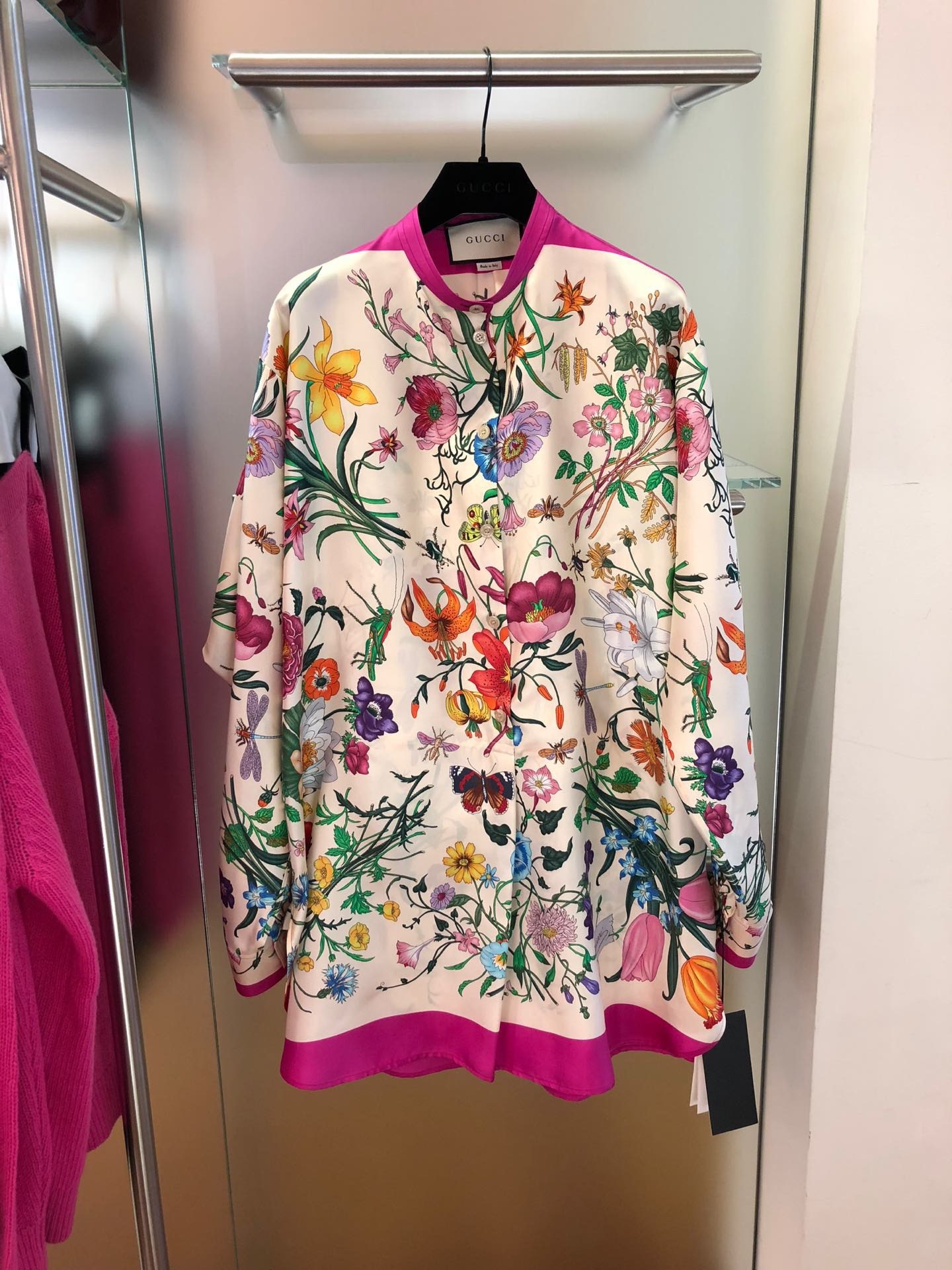 Gucci Oversize Shirt With Flora Print In Nude
