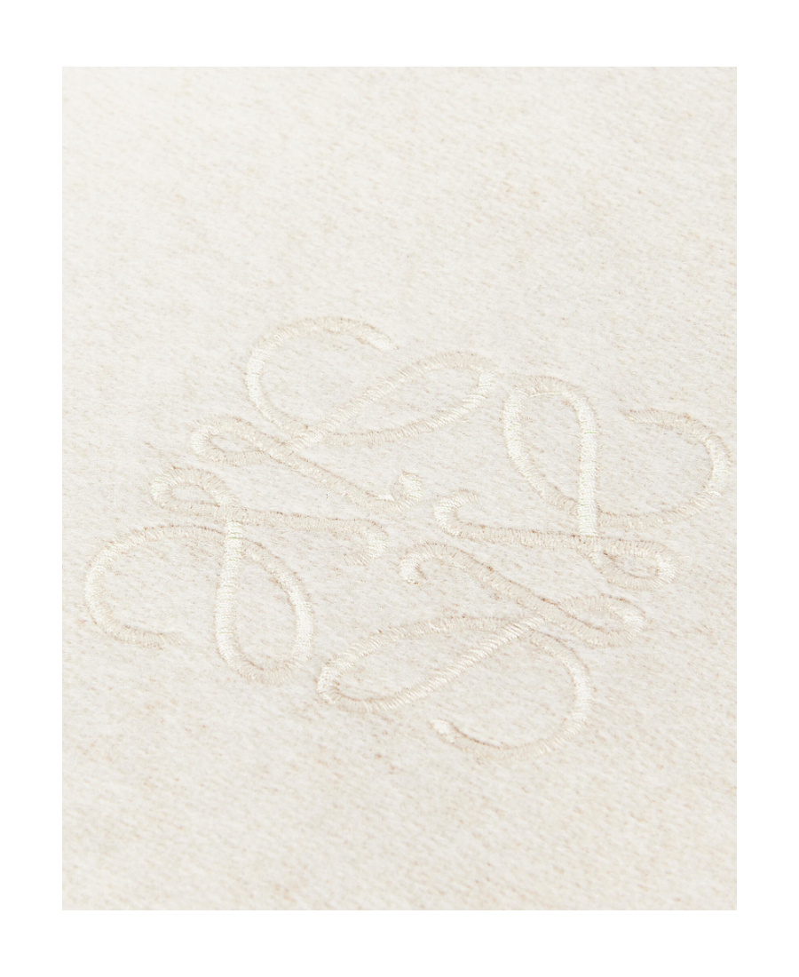 Shop Loewe Bicolour Scarf In Wool And Cashmere In Nude