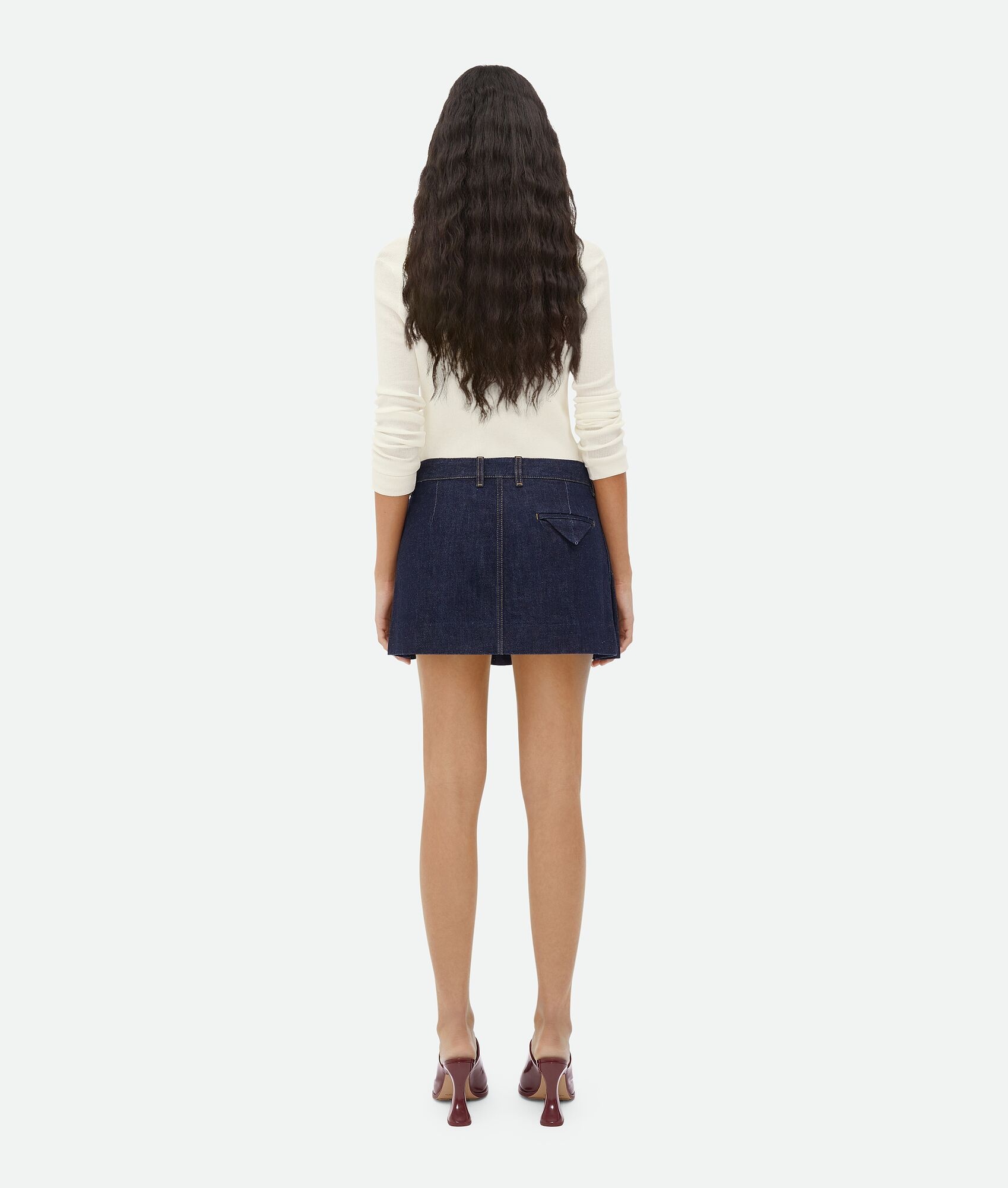 Shop Bottega Veneta Pleated Denim Miniskirt In Multicolor