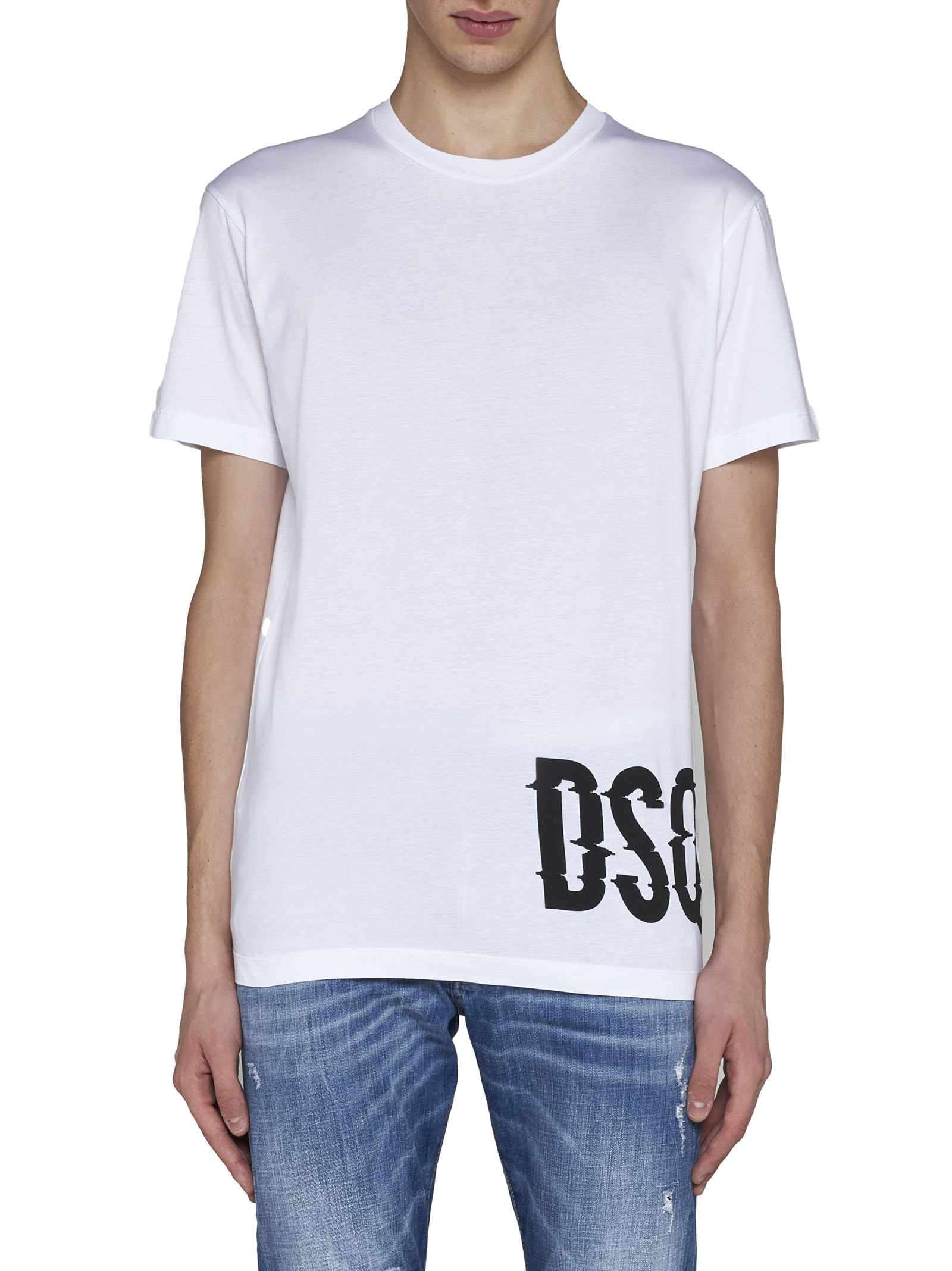 Dsquared2 Slouch T-shirt With Contrasting Logo Print In White