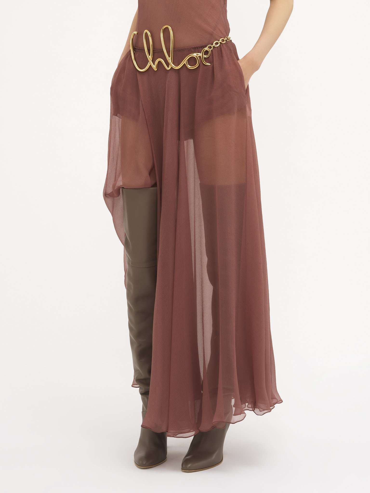 Chloé Gauze Silk Mid-length Skirt In Red