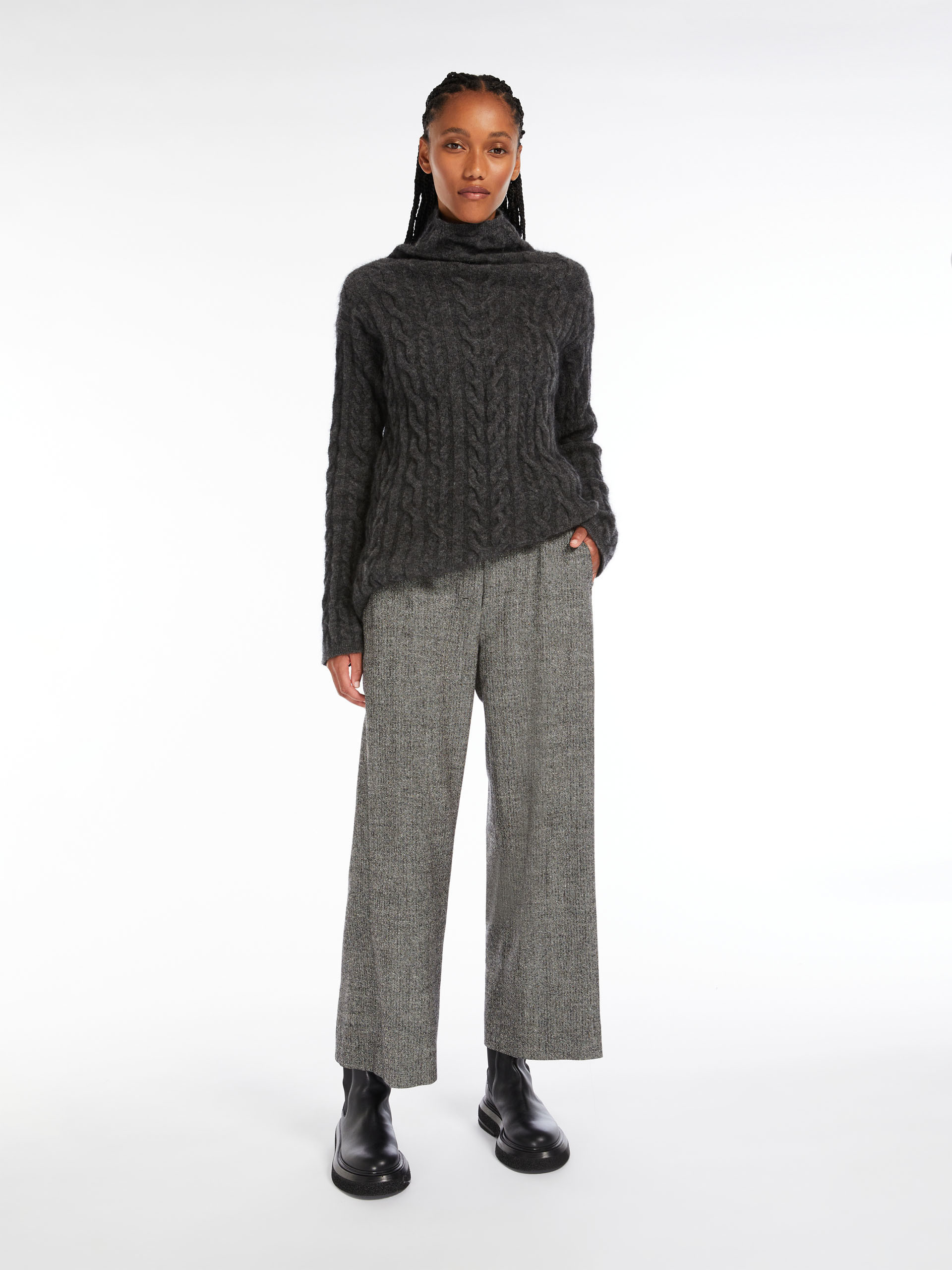 Max Mara Wool Turtleneck Sweater In Gray