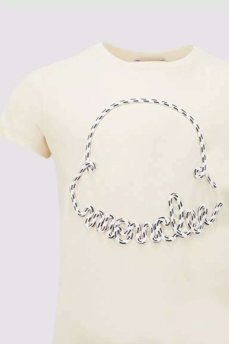 Moncler Logo-embroidered Cotton T-shirt In Nude