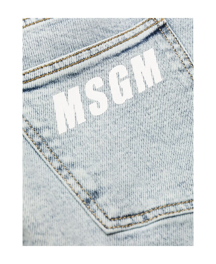Msgm Cotton Denim Shorts In Gray