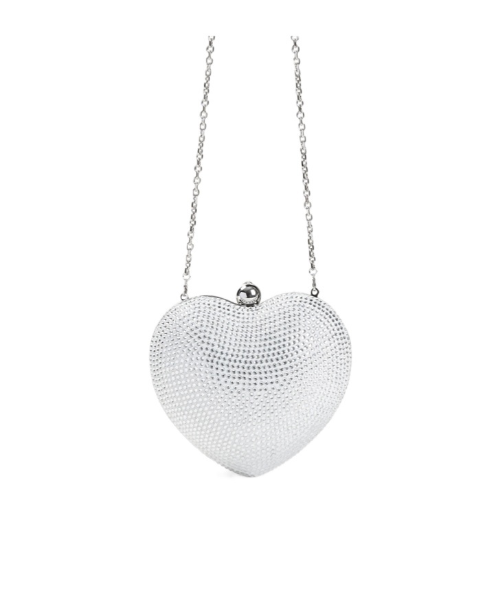 Machmach Crystal Heart Shoulder Bag In White