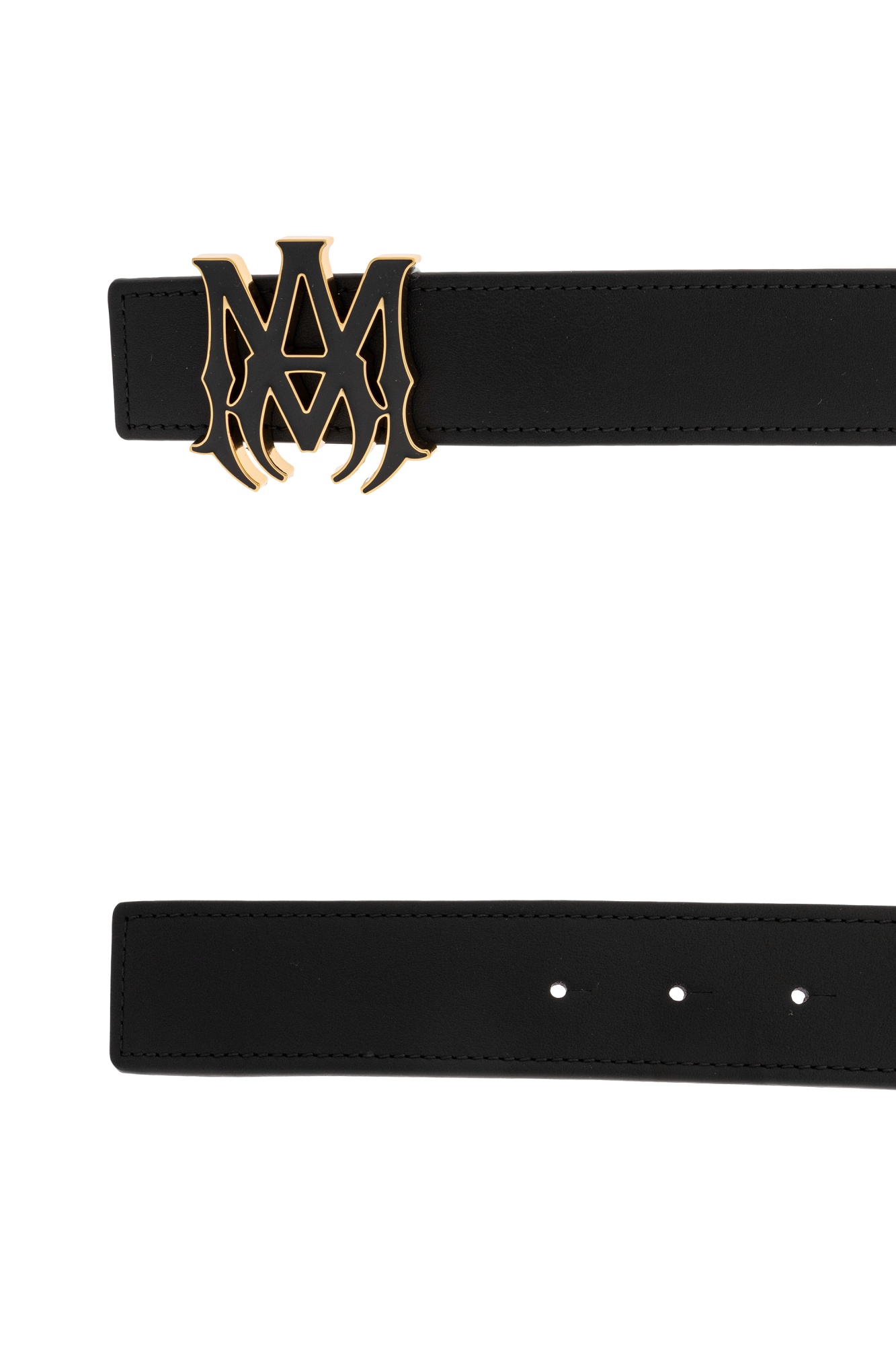 Amiri Black Belt With Logo Plaque On The Front In Leather Man