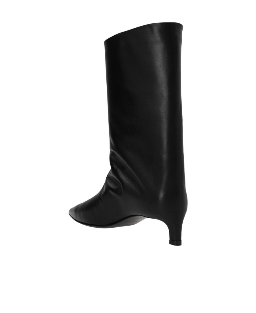 Jil Sander Black Leather Ankle Boots In Black