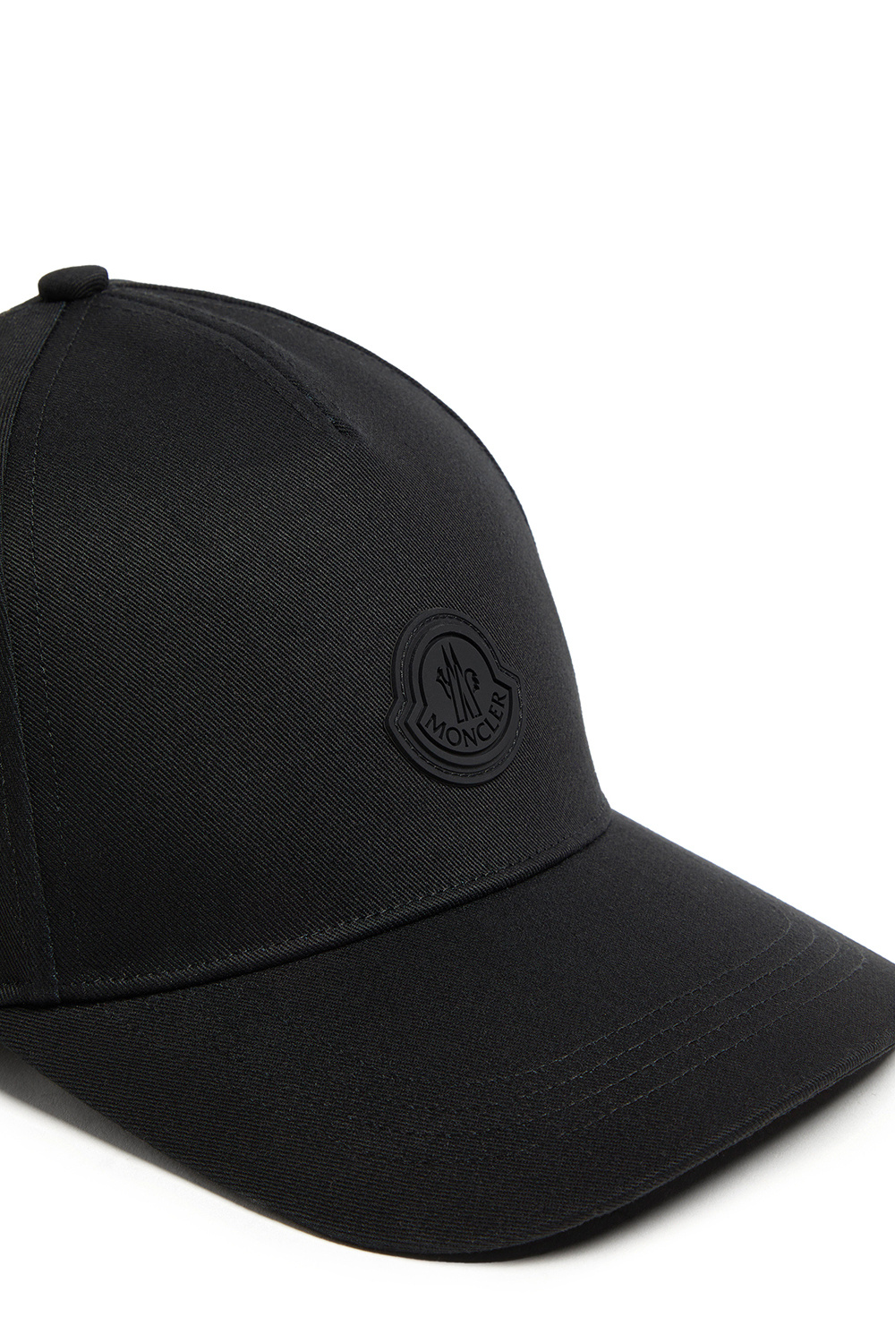 Moncler Cotton Gabardine Curved Brim Baseball Cap In Black