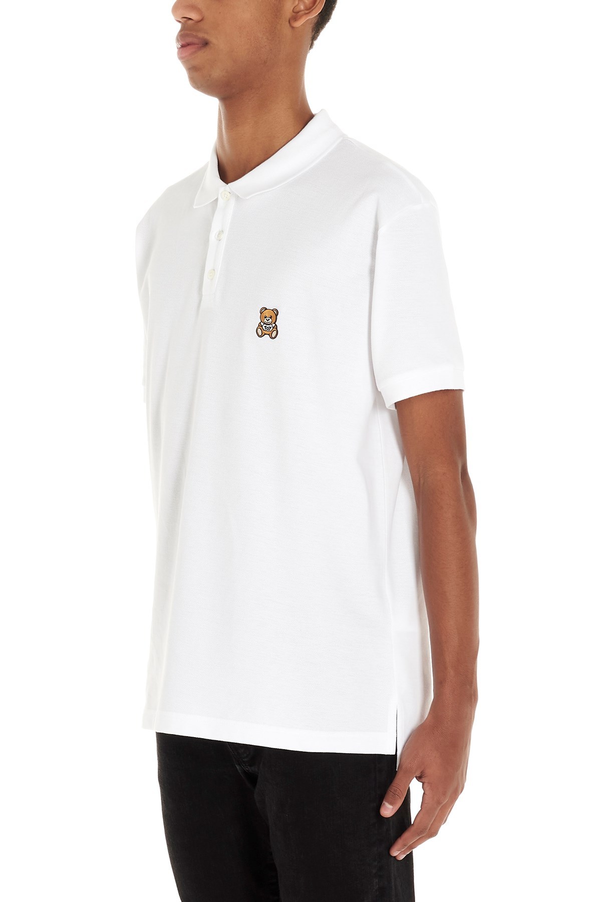 Moschino Teddy Bear Embroidered Polo Shirt In White