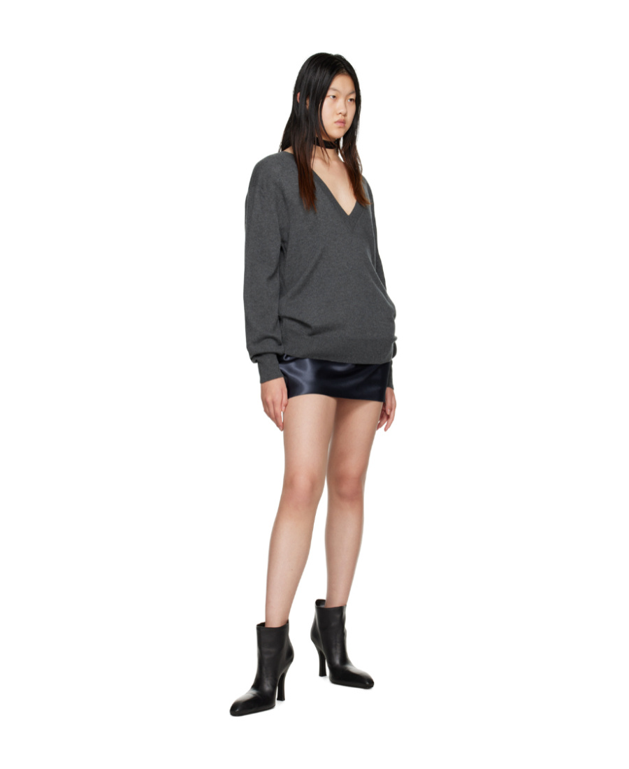 We11 Done Low-rise Satin Mini Skirt In Black