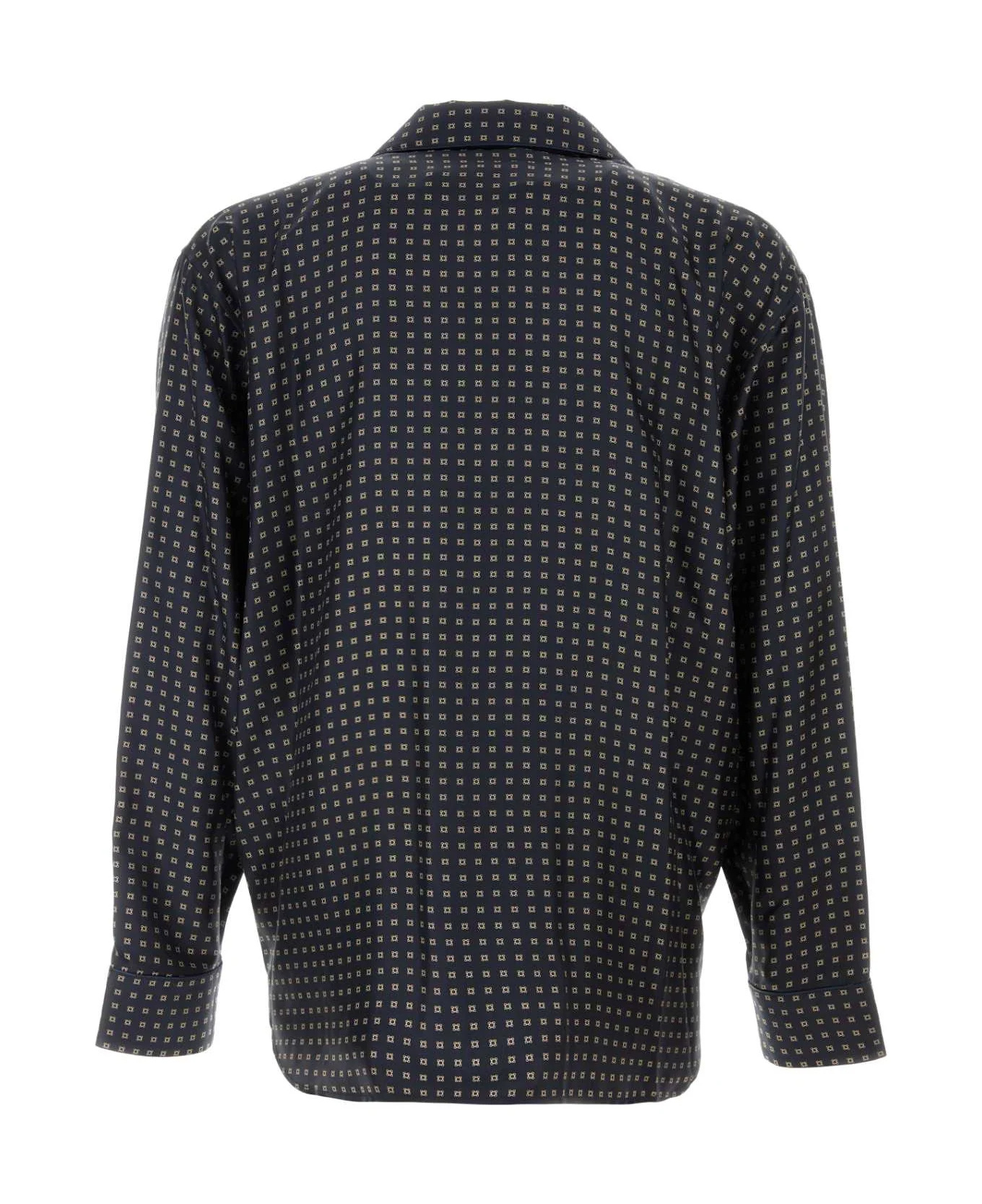 Saint Laurent Silk Shirt With All-over Embroidery Pattern In Black