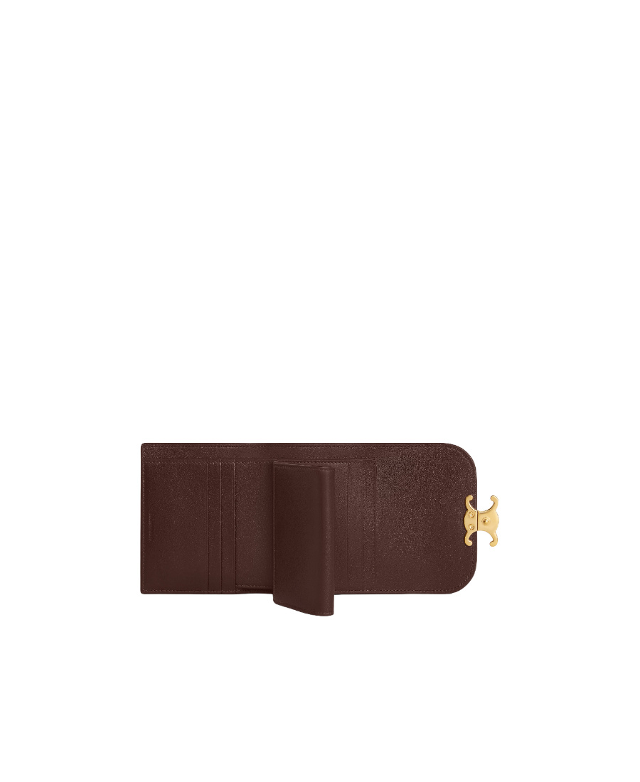 Celine Triomphe Small Glossy Wallet In Brown