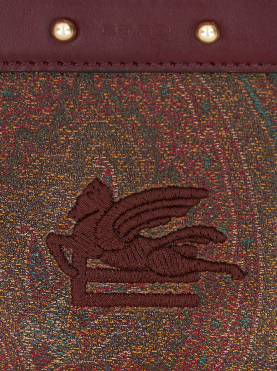 Etro Logo-embroidered Paisley-print Card Holder In Red