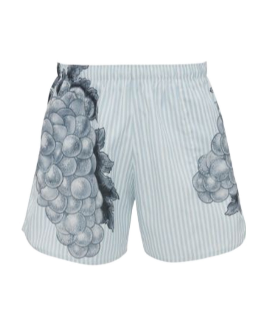 Jw Anderson Graphic-print Striped Swim Shorts In Gray