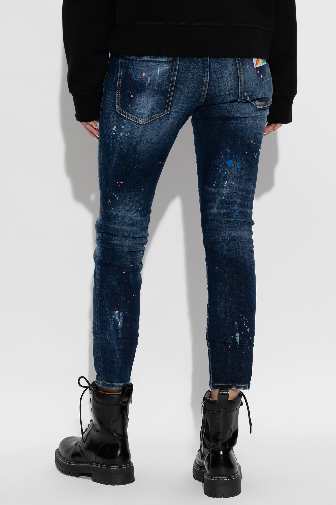 Dsquared2 Paint Splatter Distressed Skinny Jeans In Blue