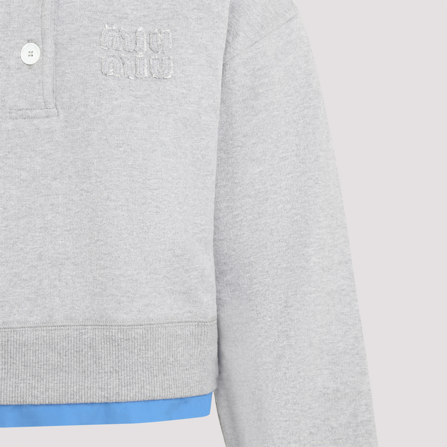 Miu Miu Cotton Fleece And Poplin Sweatshirt In White