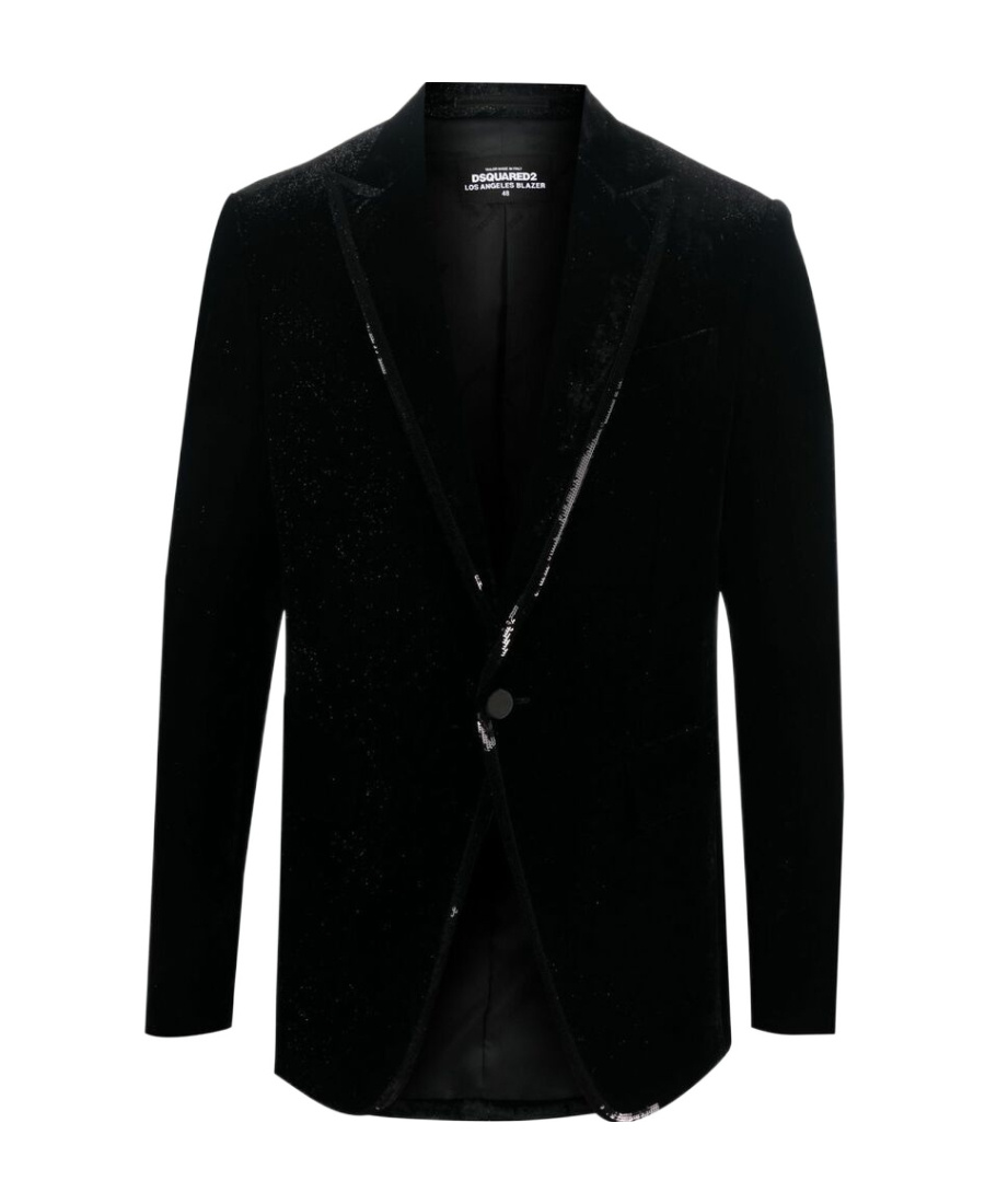 Dsquared2 Sequined-trim Velvet Blazer In Black