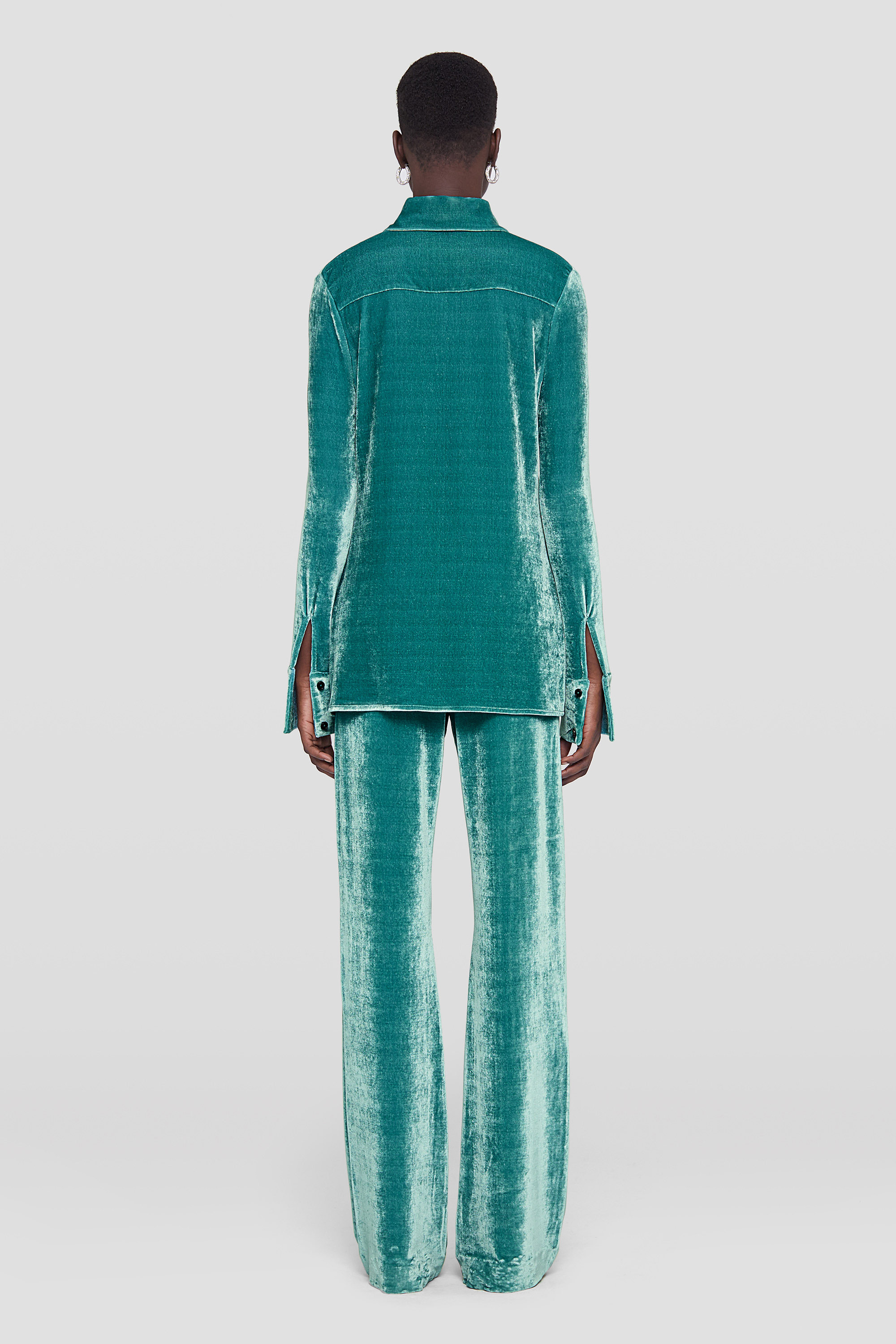Jil Sander High-rise Velvet Straight-leg Pants In Green