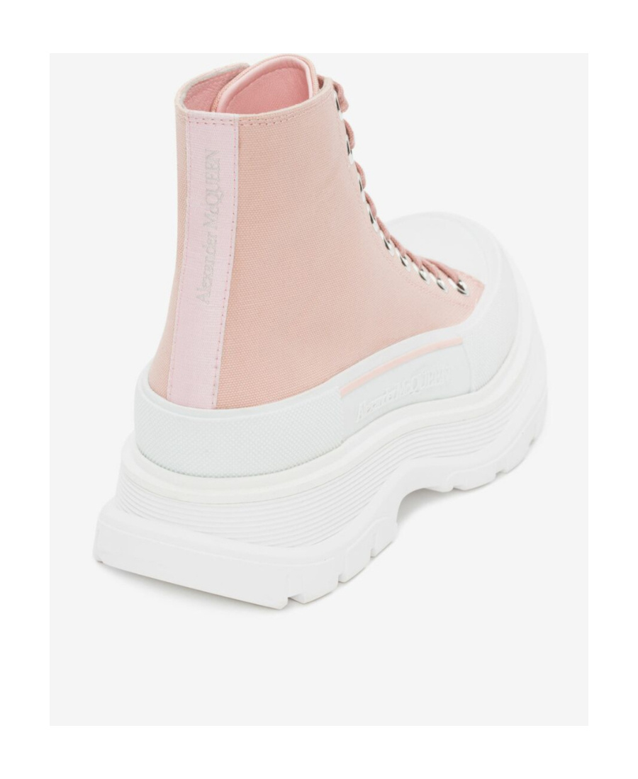 Alexander Mcqueen 45mm Tread Slick Leather Combat Boots In Pink