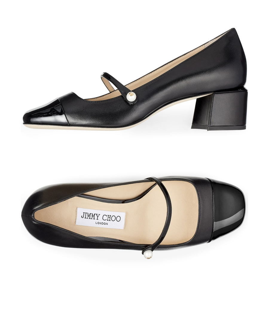Jimmy Choo 'elisa 45' Black Pumps With Pearl Detail In Black