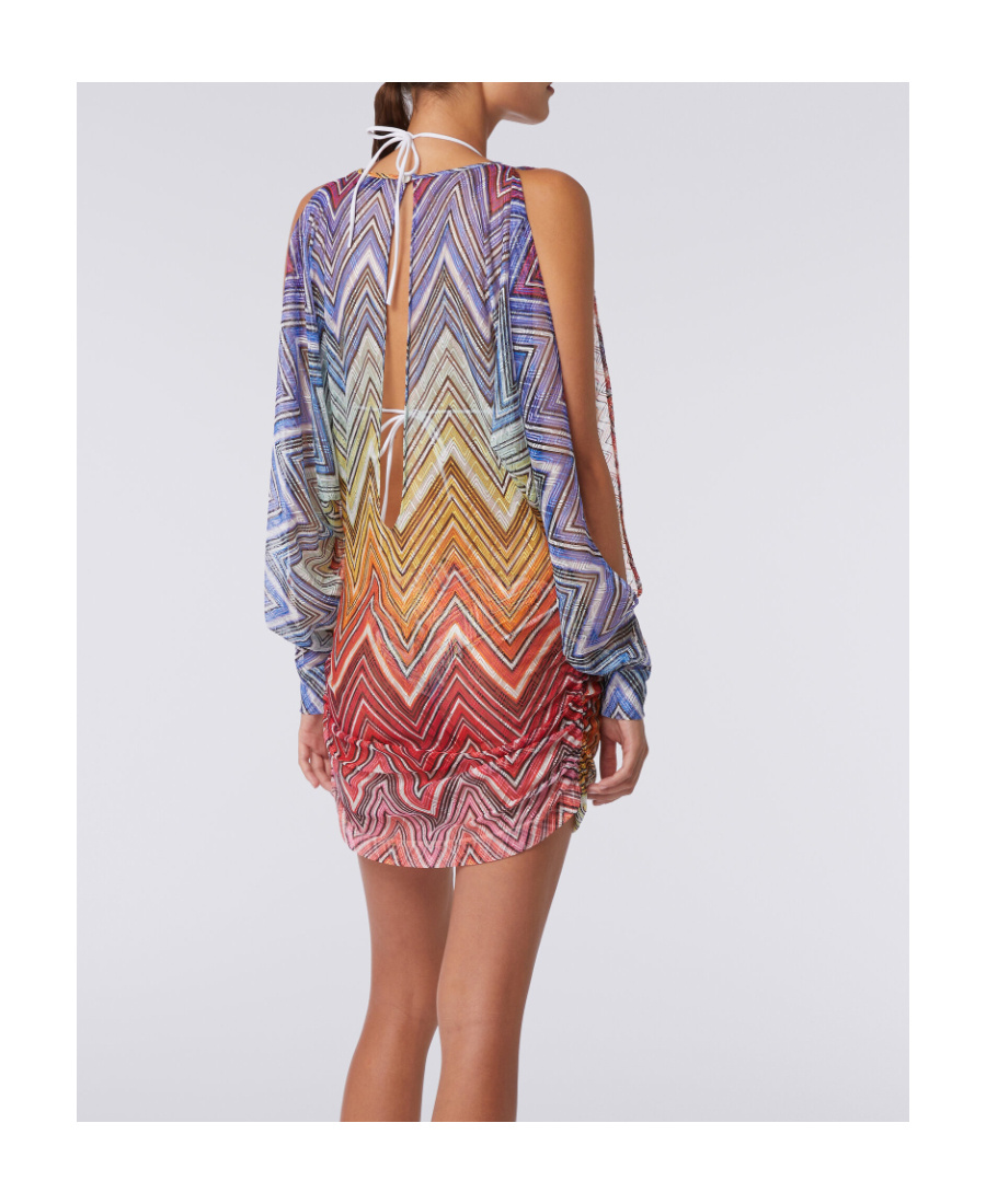 Missoni Zigzag-print Cut-out Minidress In Nude