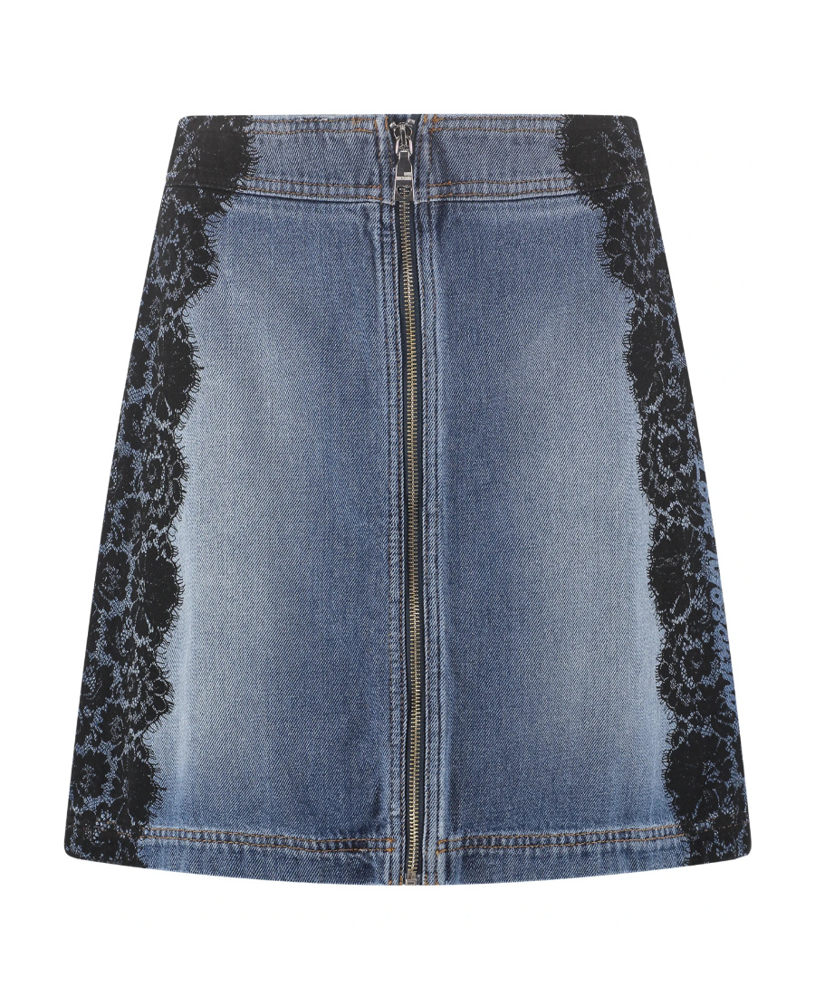 Moschino Zipper Detail Denim Skirt In Gray