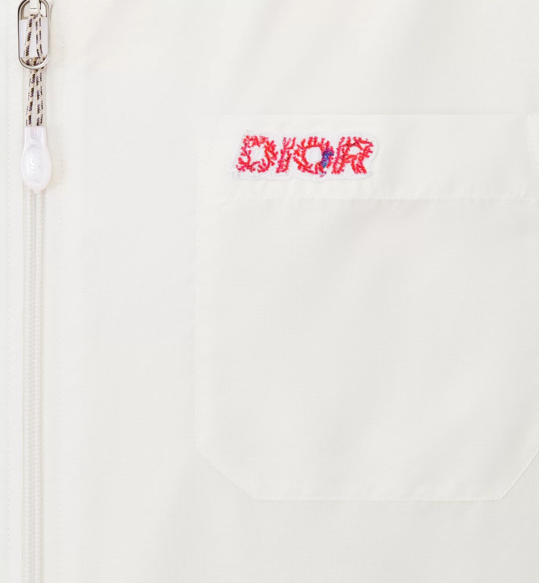 Dior Parley Solid Color Short Sleeved Shirt With Zip Closure In White