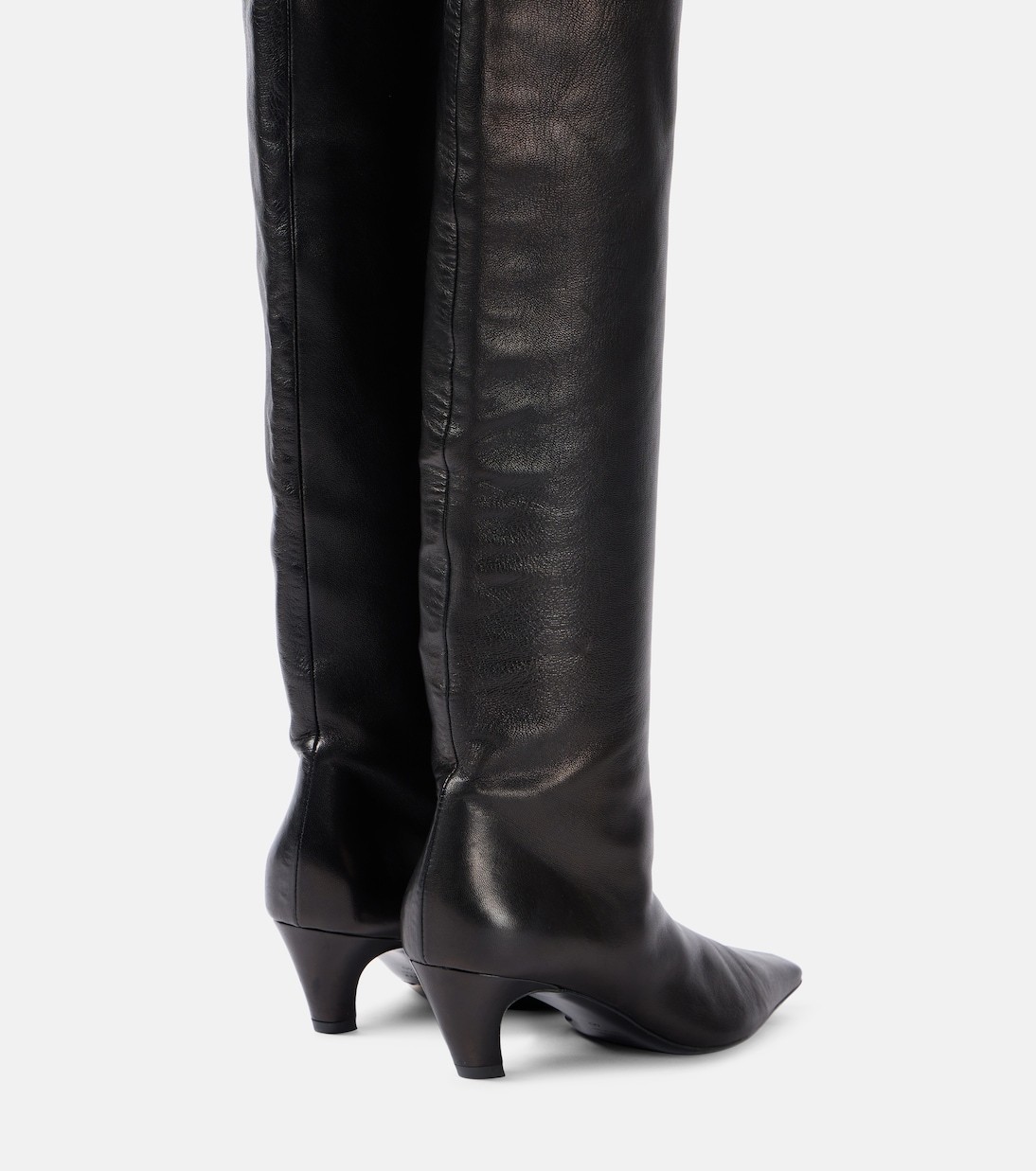 Khaite Davis Leather Knee-high Boots In Animal Print