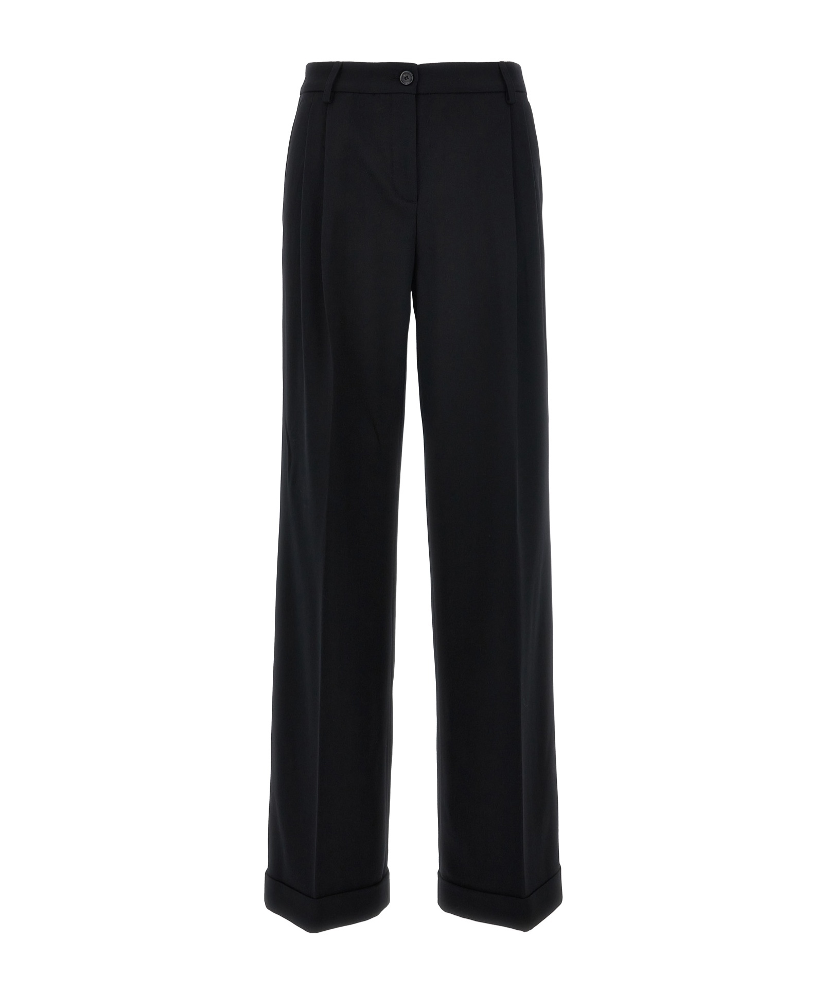 Pinko Crepe Fabric Wide-leg Trousers In Black